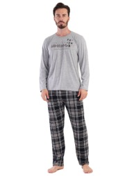 vienettaman ανδρική χειμερινή πυτζάμα `perfect` με καρό παντελόνι plus size (1xl-4xl)-305087