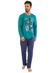 gazzaz ανδρική βαμβακερή πυτζάμα ``work hard win``-104319