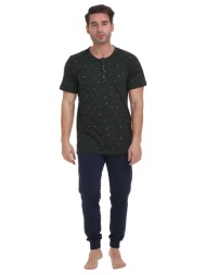 gazzaz ανδρική βαμβακερή πυτζάμα με κοντό μανίκι και πατιλέτα-008036