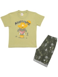 minerva παιδική καλοκαιρινή πυτζάμα για αγόρια `awesome` με σορτσάκι (1-4 ετών)-61943-311