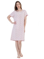 vienetta γυναικείο καλοκαιρινό βαμβακερό νυχτικό κοντομάνικο με πατιλέτα -161175b