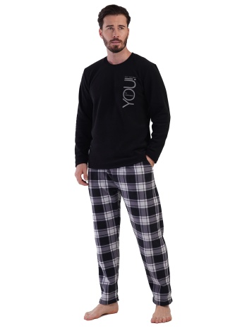 vienettaman ανδρική χειμερινή fleece πυζάμα με καρό σε προσφορά