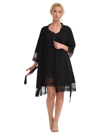 vienetta homewear set βαμβακερό νυχτικό με ρόμπα - 009180 σε προσφορά