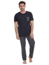 gazzaz ανδρική βαμβακερή πυτζάμα με μακρύ παντελόνι-008039
