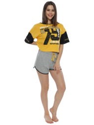 vienetta γυναικεία καλοκαιρινή βαμβακερή πυτζάμα `athletic department` με σορτσάκι-011090