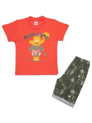 minerva παιδική καλοκαιρινή πυτζάμα για αγόρια `awesome` με σορτσάκι (1-4 ετών)-61943-471
