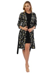 vienetta γυναικείο βαμβακερό σετ νυχτικό με πατιλέτα και ρόμπα `butterflies`-104153