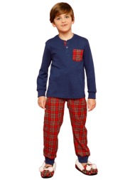 noidìnotte παιδική βαμβακερή πυτζάμα πολυτελείας με καρό παντελόνι (3 έως 10 ετών)-fe2020