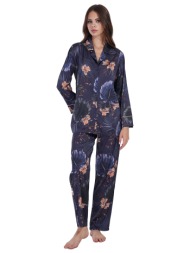 vienetta σατέν πυτζάμα κουμπωτή με μακρύ παντελόνι-161348