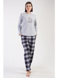vienetta γυναικεία χειμερινή fleece πυτζάμα `dream big` με καρό παντελόνι-305005b