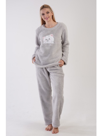 vienetta γυναικεία χειμερινή μπουκλέ πυτζάμα με κεντημένη σε προσφορά