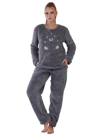 vienetta γυναικεία χειμερινή μπουκλέ πυτζάμα με κεντημένη σε προσφορά