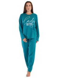 vienetta γυναικεία χειμερινή βαμβακερή πυτζάμα `lady boss` plus size (5xl-7xl)-307008b