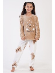 vienettakids εφηβική μπουκλέ πυτζάμα για κορίτσια με κεντητή στάμπα `enjoy yourself` (7-14ετών)-3030