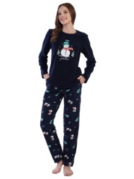 vienetta γυναικεία χριστουγεννιάτικη fleece πυτζάμα `think possitive`-305001b