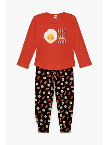 minerva εφηβική χειμερινή βαμβακερή πυτζάμα `breakfast` για σε προσφορά