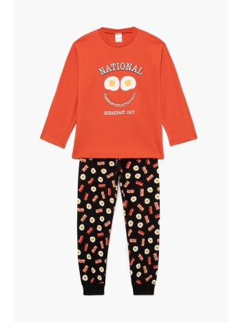 minerva εφηβική χειμερινή βαμβακερή πυτζάμα `breakfast` για σε προσφορά