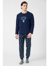 minerva ανδρική χειμερινή βαμβακερή πυτζάμα με τύπωμα ``monster``-71163-100