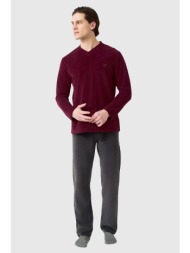 minerva ανδρική χειμερινή κοτλέ βελούδινη πυτζάμα με v λαιμόκοψη-71201-582