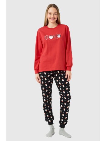 minerva unisex χριστουγεννιάτικη βαμβακερή πυτζάμα `ho σε προσφορά