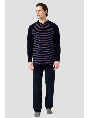 minerva ανδρική χειμερινή βελούδινη πυτζάμα με v σε προσφορά