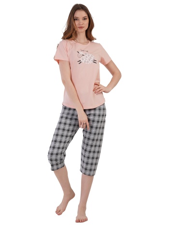 vienetta γυναικεία καλοκαιρινή πυτζάμα `sleep well` με καρό σε προσφορά