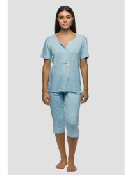 koyote γυναικεία καλοκαιρινή jersey viscose πυτζάμα με πατιλέτα και κάπρι παντελόνι-κγ6314a
