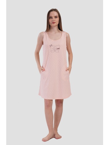 vienetta γυναικείο καλοκαιρινό βαμβακερό νυχτικό πουά με σε προσφορά