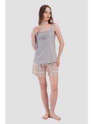 vienetta γυναικεία καλοκαιρινή βαμβακερή πυτζάμα με λεπτή τιράντα και σορτσάκι plus size (1xl-4xl)-4