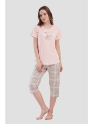 vienetta γυναικεία καλοκαιρινή βαμβακερή πυτζάμα `love bear` με κάπρι παντελόνι-408487