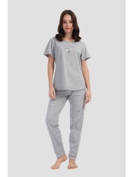 vienetta γυναικεία καλοκαιρινή πυτζάμα `moonlight club` κοντομάνικη με μακρύ παντελόνι-408145