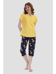 vienetta γυναικεία καλοκαιρινή βαμβακερή πυτζάμα με κάπρι παντελόνι-408275