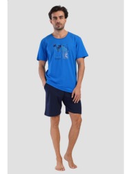 vienetta man ανδρική καλοκαιρινή βαμβακερή πυτζάμα `catch your wave` με κοντό παντελόνι-408434