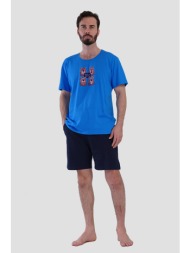 vienetta man ανδρική καλοκαιρινή βαμβακερή πυτζάμα `mood of the day` με κοντό παντελόνι-408433