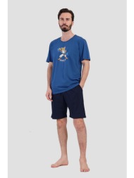 vienettaman ανδρική καλοκαιρινή βαμβακερή πυτζάμα `kung-fu` με κοντό παντελόνι plus size (1xl-4xl)-4