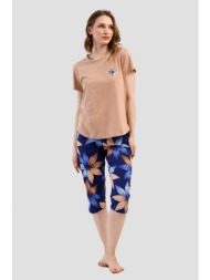 vienetta γυναικεία καλοκαιρινή βαμβακερή πυτζάμα με κάπρι παντελόνι-408495a