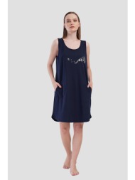 vienetta γυναικείο καλοκαιρινό βαμβακερό νυχτικό με φαρδιά τιράντα plus size (1xl-4xl)-407062