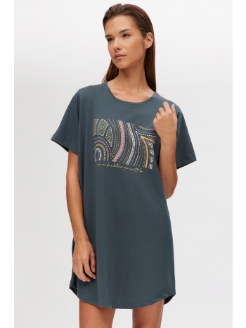 minerva γυναικείο βαμβακερό νυχτικό κοντομάνικο boyfriend σε προσφορά