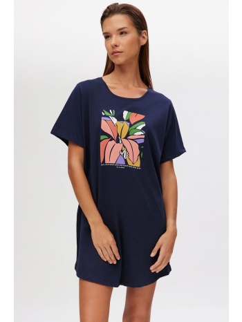minerva γυναικείο βαμβακερό νυχτικό κοντομάνικο boyfriend σε προσφορά