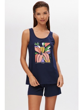 minerva γυναικεία καλοκαιρινή βαμβακερή πυτζάμα με φαρδιά σε προσφορά