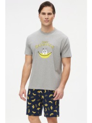 minerva ανδρική κοντομάνικη βαμβακερή πυτζάμα με σορτς ``bananas``-71223-26