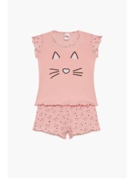 minerva παιδική καλοκαιρινή βαμβακερή πυτζάμα rib για κορίτσια (1-3 ετών)-62336-220