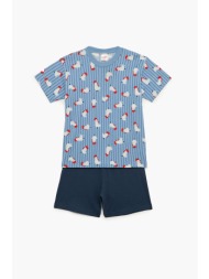 minerva παιδική καλοκαιρινή βαμβακερή πυτζάμα με σορτς ``roosters`` (6-10 ετών)-62371-274