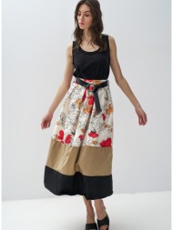 μίντι φούστα με floral λεπτομέρειες