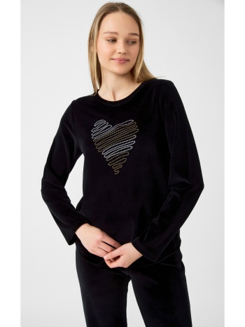 minerva γυναικεία πυτζάμα βελούδινη - μαύρο σε προσφορά