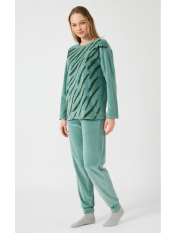 minerva γυναικεία πυτζάμα βελούδινη zebra - βεραμάν σε προσφορά