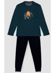 minerva ανδρική πυτζάμα με vespa - πετρόλ