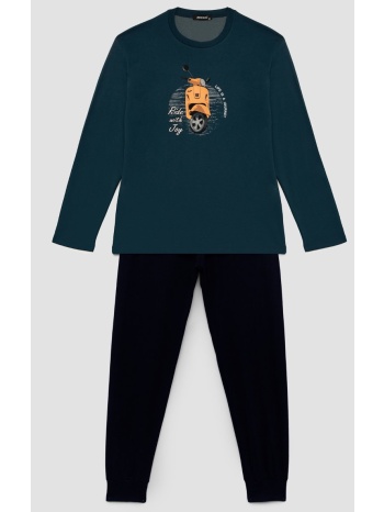 minerva ανδρική πυτζάμα με vespa - πετρόλ σε προσφορά