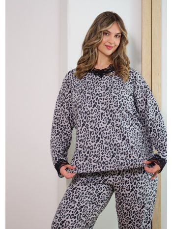 γυναικεία πυτζάμα λεοπάρ plus size - γκρί σε προσφορά