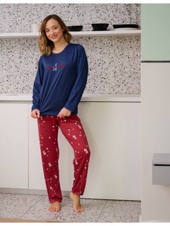 γυναικεία πυτζάμα με ταρανδάκια - μπλέ σε προσφορά